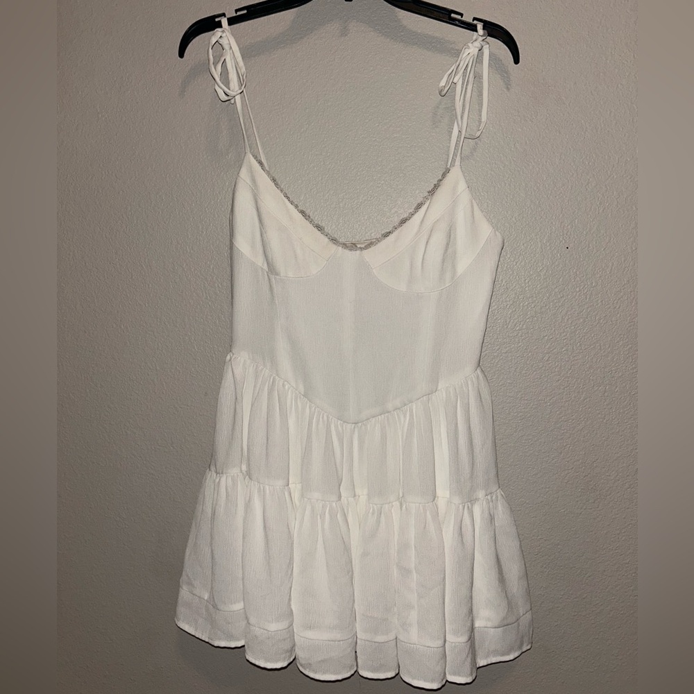 Tiger Mist White Tiered Dress